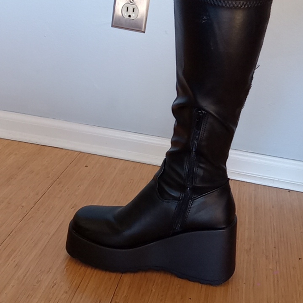 Faux Leather Platform Boots